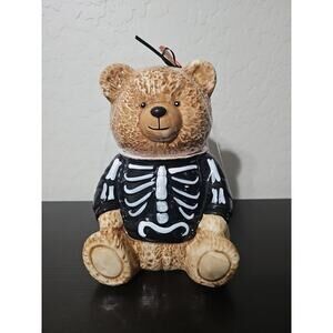 HALLOWEEN CREEPY CRITTERS Skeleton Bear Cookie Jar Container TikTok Viral NWT